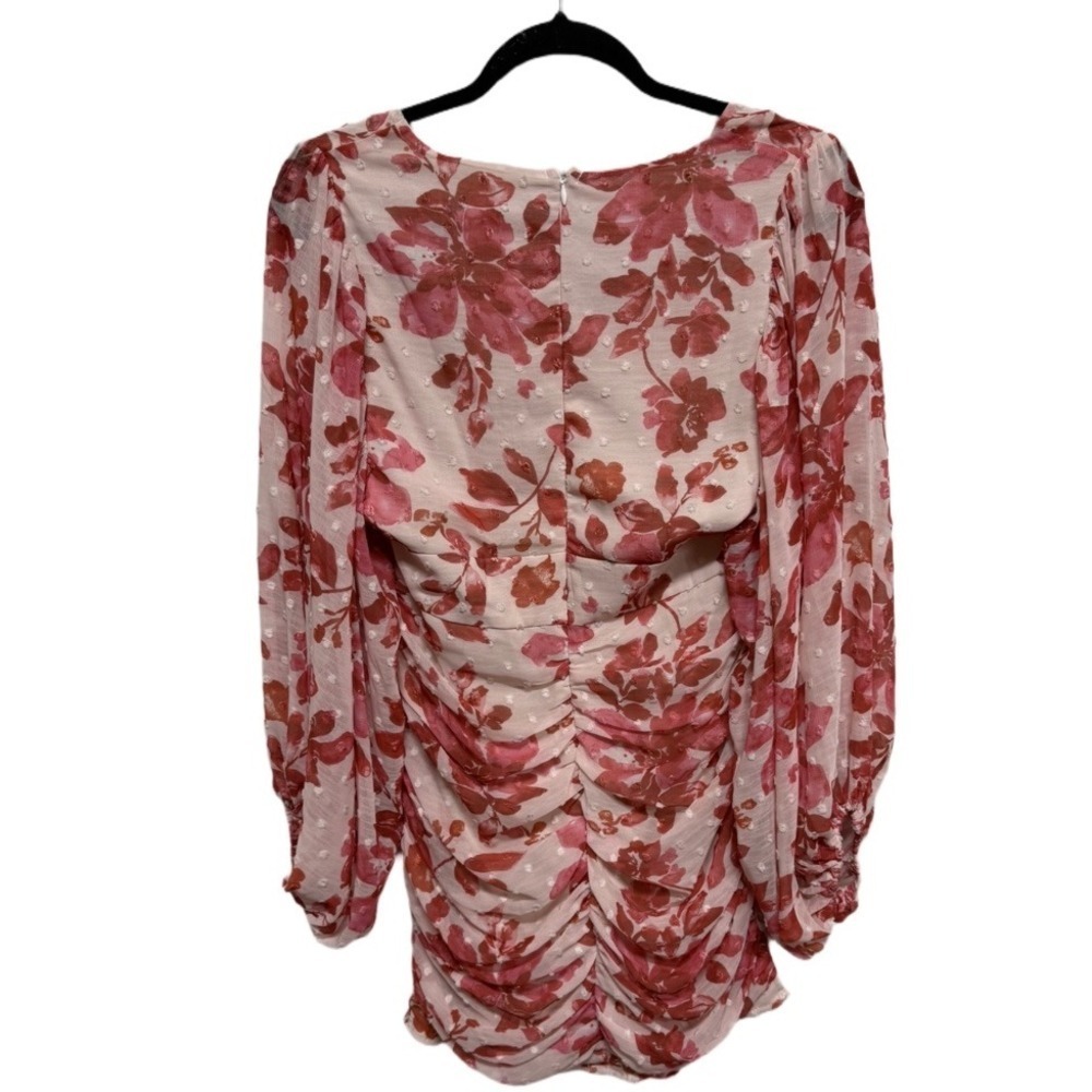 Sweetpot Red Floral Pink Dress Long Sleeve Mini Dress Size 8 NWT - Picture 3 of 4